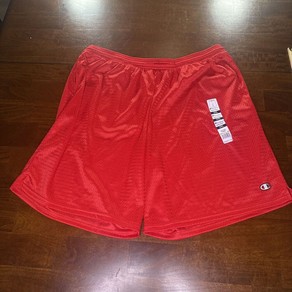 Champion Mens Size 2XL XXL Red Mesh Athletic Shorts Gym Basketball NWT